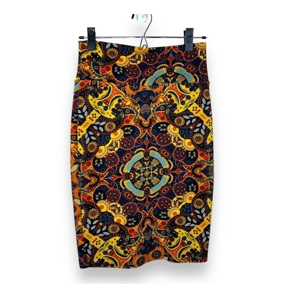 XS LULAROE COLORFUL PENCIL STRETCH PULL ON FLORAL PAISLEY - Picture 1 of 10
